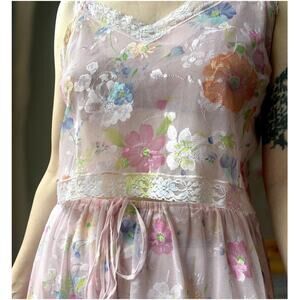 Vintage 1997 Victoria’s Secret Floral Mesh Lounge Set | Cami Wide Leg Pants | M